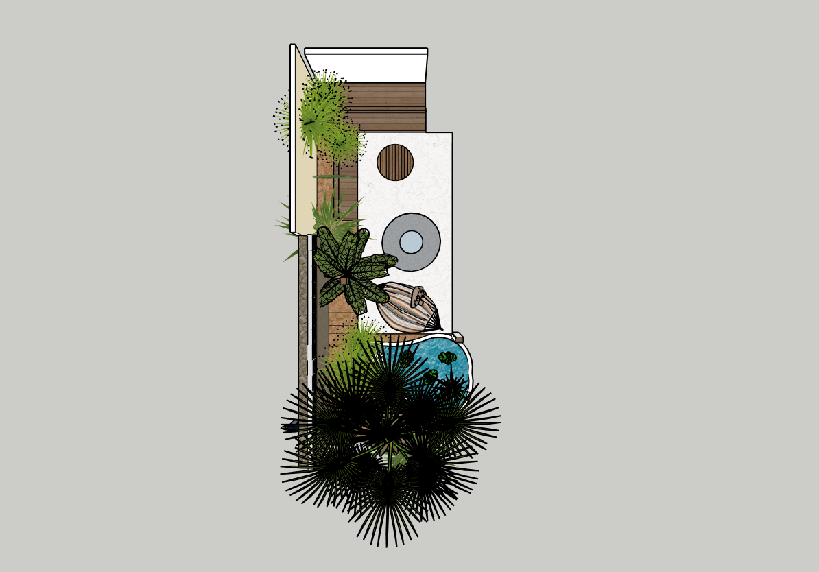 Espace cosy & bassin — Modélisation 3D