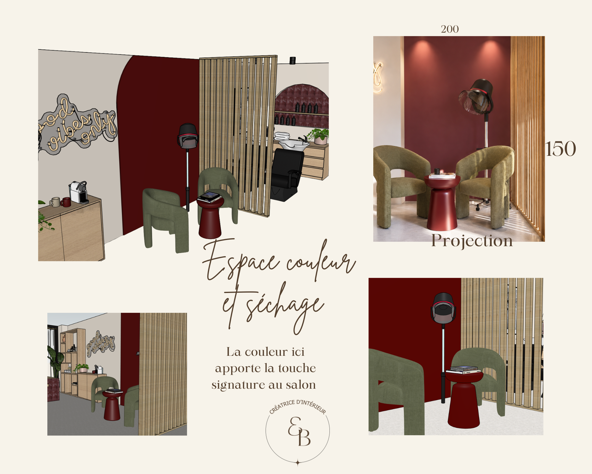Salon de coiffure — Espace couleur et séchage